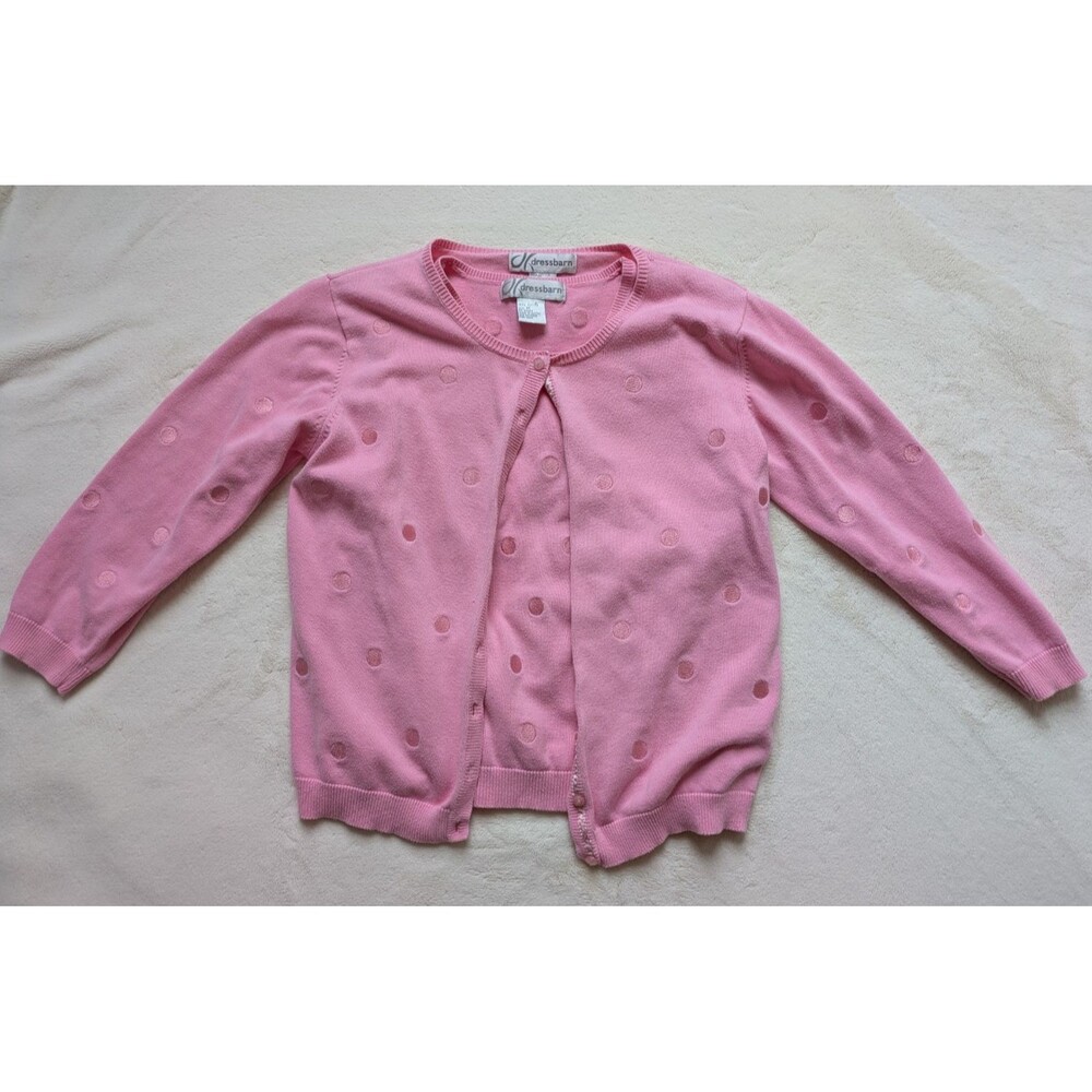 Dressbarn Pastel Pink TexturedPolka Dot 2-Piece Cardigan & Vest Twin Set, Size M